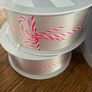 1 x 15metre roll 38mm width, of Italian taupe and candy stripe bow ribbon Image 5