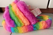 New UGG Fluff Rainbow Color Women's Slippers