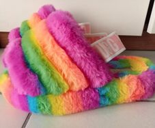 New UGG Fluff Rainbow Color Women's Slippers