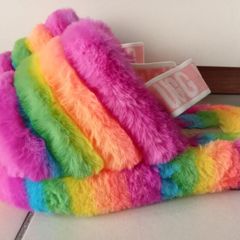 New UGG Fluff Rainbow Color Women's Slippers