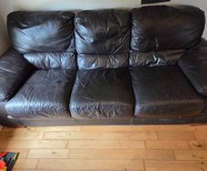 3 and 2 dark brown leather sofas