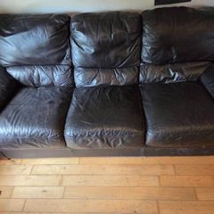 3 and 2 dark brown leather sofas