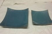 Large and small candle plate blue