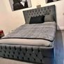 Luxury Plush Velvet Tower Art Deco Ottoman Storage Bed Frame Gas Lift Up (plush Cream, 4ft 4ft6 Double Small Double) Image 2