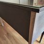 Whitewashed Vintage Serpentine Sideboard with Glass Top Image 8