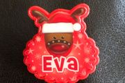 Christmas flashing badge named Eva