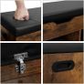 _Shoe Bench LHS30BX, Seat Bench, Padded, 3 Open Compartments, Under Seat Storage, Shoe Storage, Hallway, Living Room, Bedroom, Holds up to 150 kg, Vintage, Dark Brown Image 4