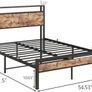 Double Bed Frame with Wood Storage Shelf Headboard,4ft6 Metal Platform Bed Frame Double Bed,Heavy Duty Steel Slat Support,Underbed Storage,Easy Assembly Image 6