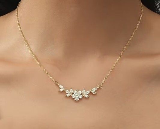Crystal Pendant Gold Tone Necklace