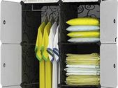 8 Cube Clothes Closet, Plastic Wardrobe with Doors & 1 Hangers, Deeper Cubes Than Normal (45 cm vs. 35 cm) for Larger Capacity