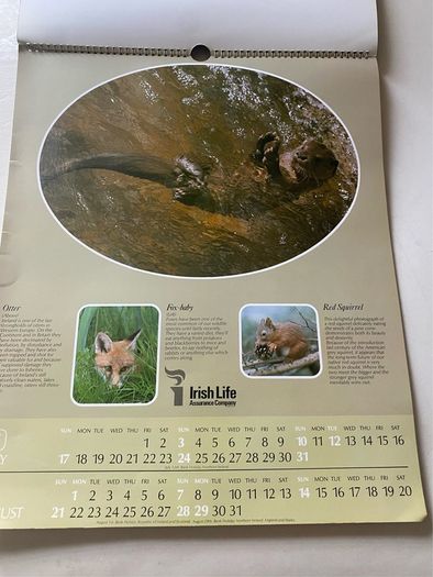 Vintage corporate promotional calendar from the 1980s of wildlife