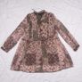 Zara Green Brown Earth Tone Patchwork Floral Long Sleeve Boho Tunic Mini Dress Size L Image 10