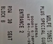 4 x Seated Wolfe Tones Tickets Sat July 4th