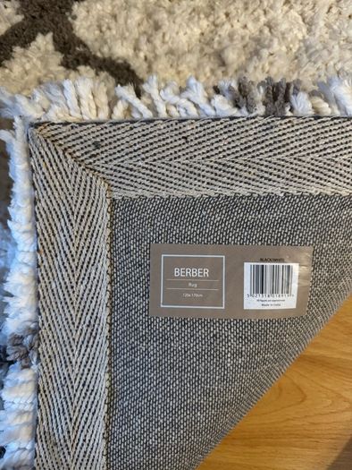B&Q Berber White/Black Geometric Medium Rug