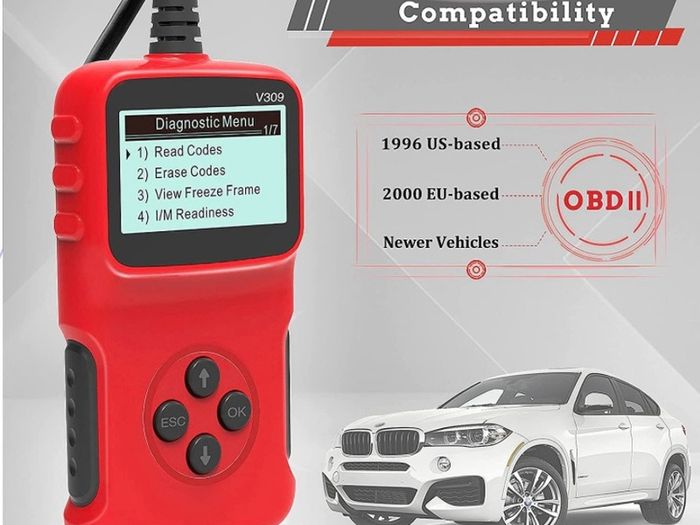 Car OBD2 Scanner Universal Wired Auto Engine Fault Code Reader CAN Diagnostic Scan Tool V309 for Check Engine Light, I/M Readiness Smog Check, HD LCD Display Screen (FREE POSTAGE)
