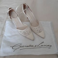 ivory satin lace heels