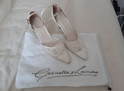 ivory satin lace heels