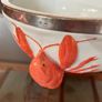 Antique WMF Lobster and Seaweed Silver Plated Trim Porcelain Round Serving Bowl 1920s Image 8