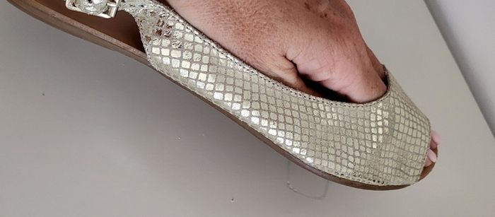 FAITH leather gold open toes sling back flats Sz 39 (Fit 6-6.5UK)
