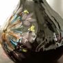 Vintage Bitossi Art Glass Vase with a Dark Glaze and Abstract Floral Design Image 4