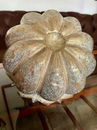 Antique Indian brass Planter Pumpkin Lotus Shape