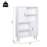 Sideboard Bookshelf Free Standing Bookcase Shelves Unit Display Storage Cabinet w/ Adjustable Shelves, Wooden Leg, Two Doors, White Image 2