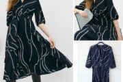 EMME MARELLA chain print chic midi dress navy