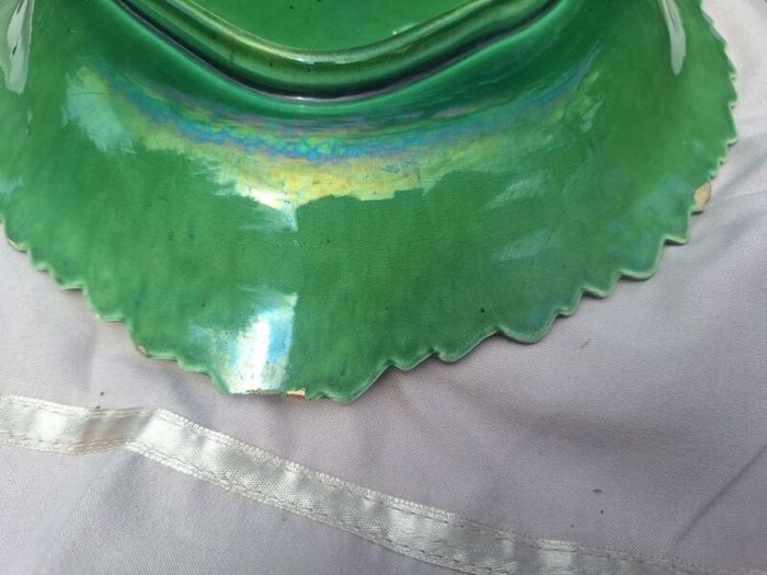 Antique Majolica Green Grape Plate