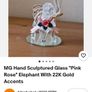 M&G Hand Sculptured Glass Elephant With 22K Gold Accents Image 3
