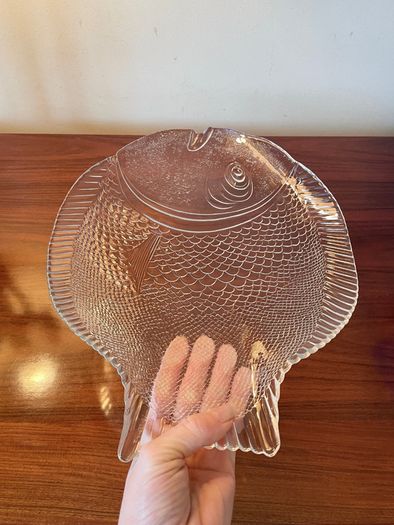 Large Vintage Fish Glass Serving Platter Plate Tray, Pasabahce
