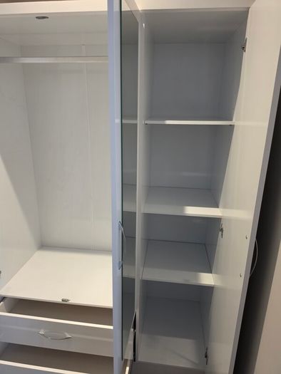 Nevada White Three Door Two Drawer Mirrored Wardrobe