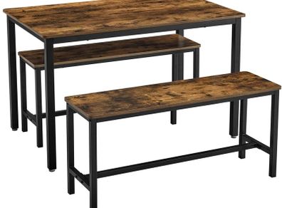 Dining Table Kitchen Table Set with 2 Benches - Free Delivery Nationwide