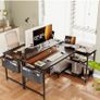 L Shaped Gaming Desk with LED Lights, 120 x 80 cm Computer Desk with Power Outlet Image 5