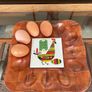 Vintage 1970s Chicken Tile on Bamboo Deviled Eggs Platter or storage Image 2