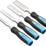 4 Piece Sturdy Chrome Vanadium Steel Woodworking Wood Chisel Set (13mm - 32mm), Plastic Handles with Carry Pouch Image 7