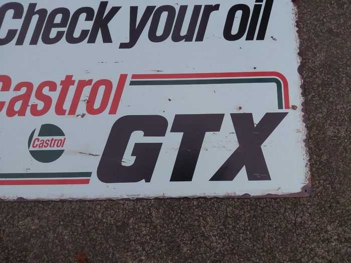 Large Vintage Style Castrol Oil GTX Metal Sign