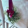 Mini 20cm diameter chair real feel wreath with exaggerated length burgundy ribbon Image 3