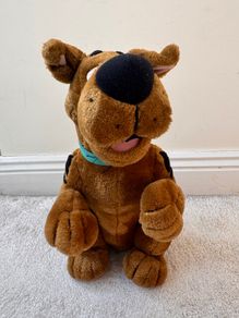Scooby Doo Plush approx. 14" Talking Dog Hanna Barbera 2001 Cartoon Network Damaged Tail Dirty Used Please see photos