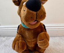 Scooby Doo Plush approx. 14" Talking Dog Hanna Barbera 2001 Cartoon Network Damaged Tail Dirty Used Please see photos