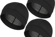 3Pcs Cooling Skull Caps for Men Women, Breathable Mesh Helmet Liner Sweat Caps, Summer Beanie Skull Cap Beanie for Men Women Cycling Running Gym Outdoor Sports Quick Drying Black
