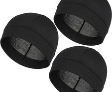 3Pcs Cooling Skull Caps for Men Women, Breathable Mesh Helmet Liner Sweat Caps, Summer Beanie Skull Cap Beanie for Men Women Cycling Running Gym Outdoor Sports Quick Drying Black