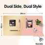 Dressing Table Mat 40x80cm, Leather Make Up Mat for Dressing Table, Dual-Sided and Easy to Clean Gold Desk Pad, Waterproof and Oilproof Vanity Accessories (Gold and Pink) Image 2