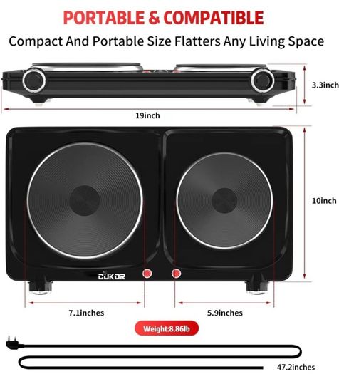 Electric Hot Plate, 2500W Portable Electric Stove,Double Hot Plate, Burner for cooking,Cooktop for Dorm Office Home Camp, Compatible with All Cookware (FREE POSTAGE)