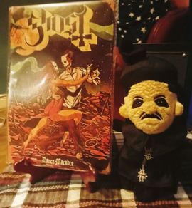 Ghost Dance Macabre Metal Sign and  Cardinal Copia  Plush Figure.