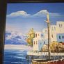 Oil on Canvas by Vinno Mediterranean Scene - Framed Image 9
