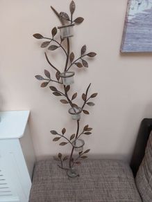 Metal wall art / tea light holders x 3