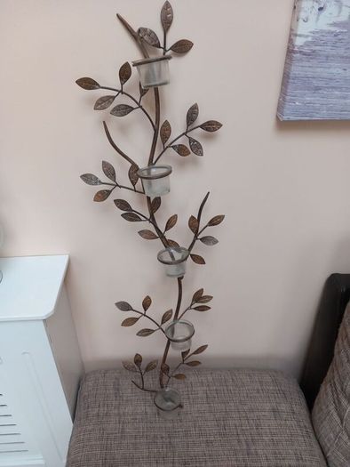 Metal wall art / tea light holders x 3