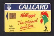 1991 Ireland 5 unit Kellogg's cereals the very first advertising Callcard Telecom Eireann (Gemplus GEM1) Call Card Used. Telecom Eireann card number 1036