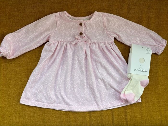 Dunnes stores baby girl dress and tights set 3-6m