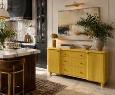 Restored antique yellow sideboard